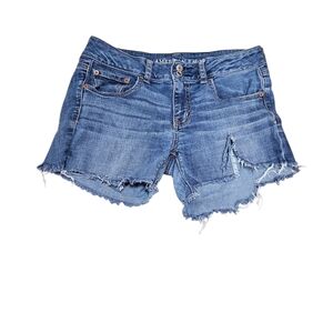 American Eagle Womens Artist Cut Off Distressed Jean Shorts Size 8 Festival Boho